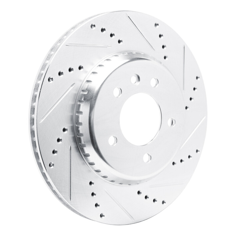 Land Rover Defender 90 Brake Rotor (1) - Rear Right - R1 Concepts - Drilled & Slotted - Silver - `20-`25